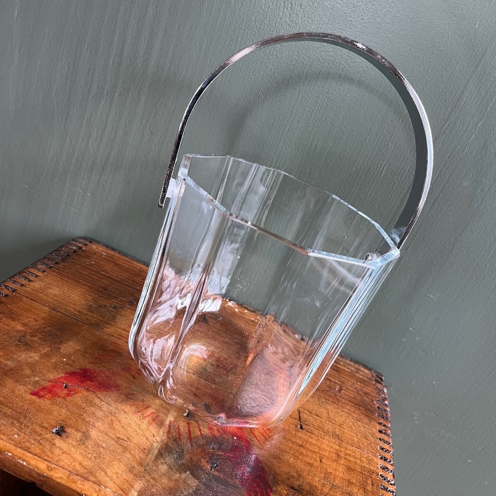 Vintage Glass Faceted Ice Bucket